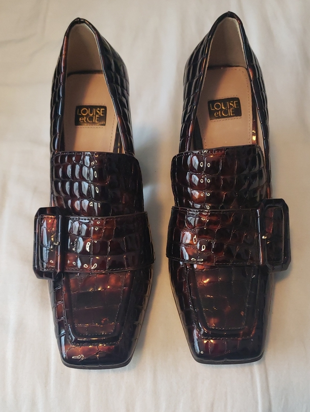 Louise et Cie Men’s Dark Brown Croc-Embossed Leather Loafers